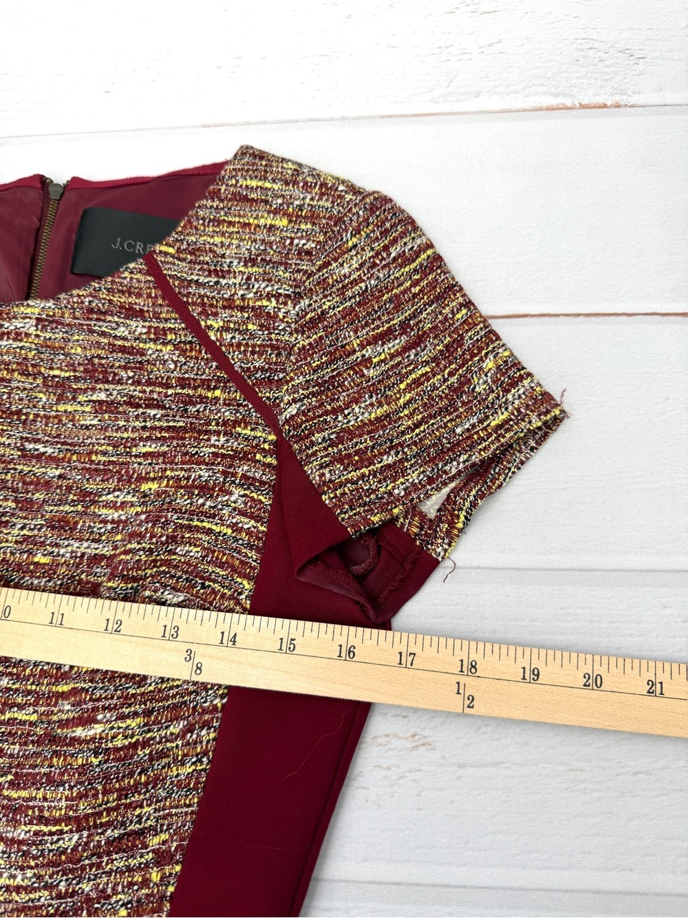 J.Crew Mixed Tweed Metallic Bouclé Fit & Flare Dress 4 Autumn Wedding Guest - Picture 9 of 9